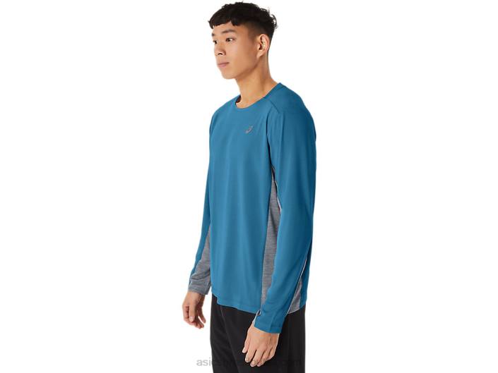 manga longa train sana masculina 462T222 ilha azul/rocha de folha Asics