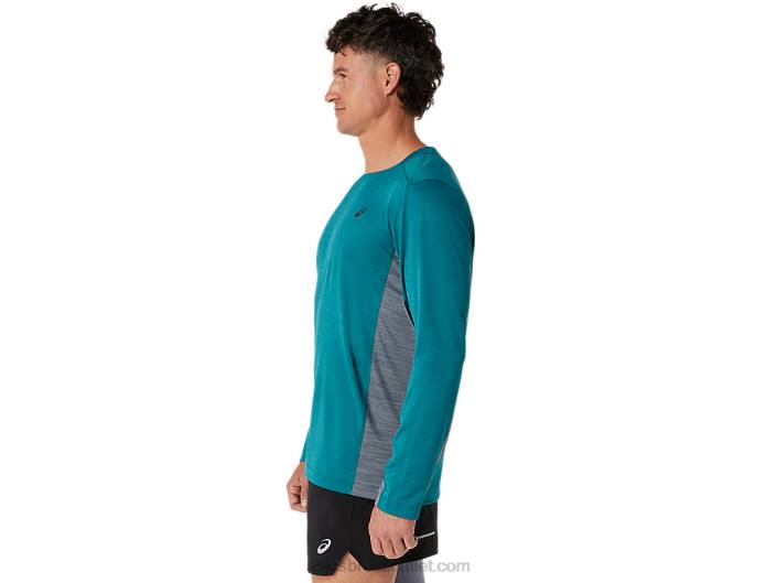 manga longa train sana masculina 462T618 pinheiro veludo/metrópole Asics