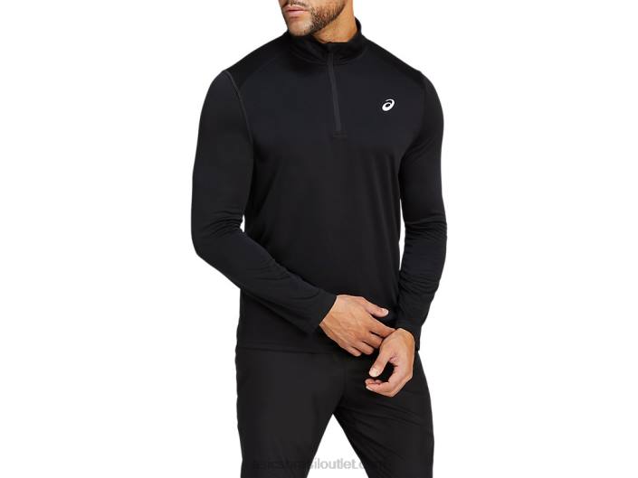 núcleo masculino 1/4 zíper 462T2039 desempenho preto Asics
