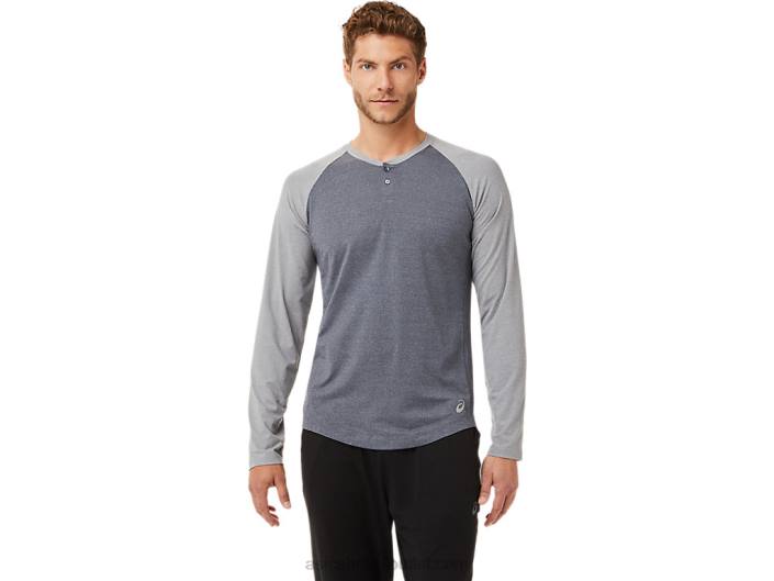 perf masculino manga longa henley 462T2025 transportador cinza/chapa urze Asics