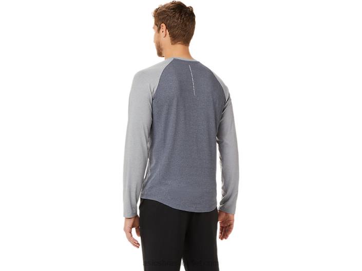 perf masculino manga longa henley 462T2025 transportador cinza/chapa urze Asics