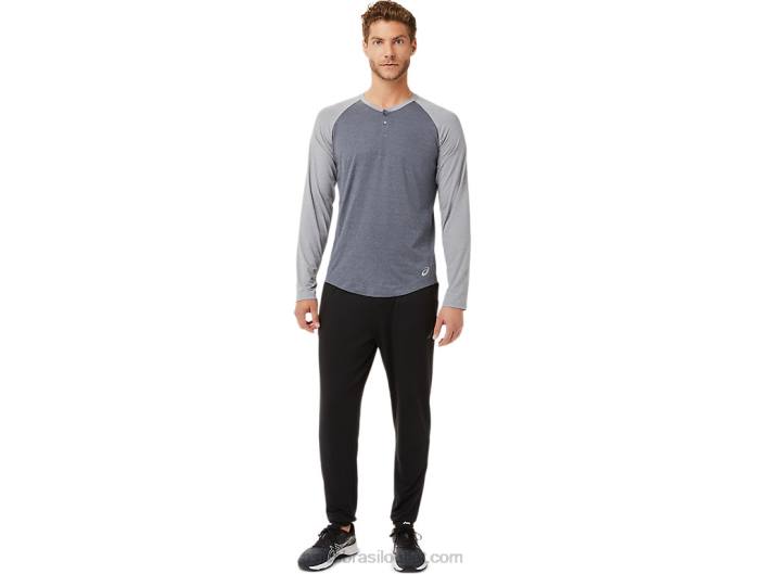 perf masculino manga longa henley 462T2025 transportador cinza/chapa urze Asics