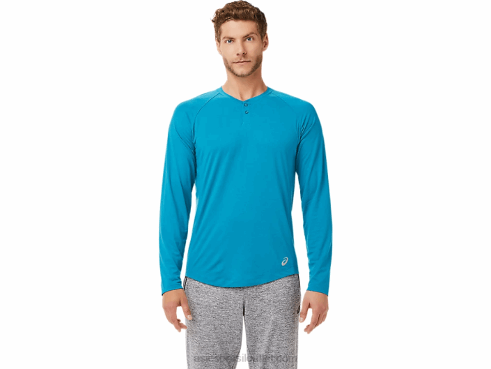perf masculino manga longa henley 462T2026 urze azul-petróleo Asics