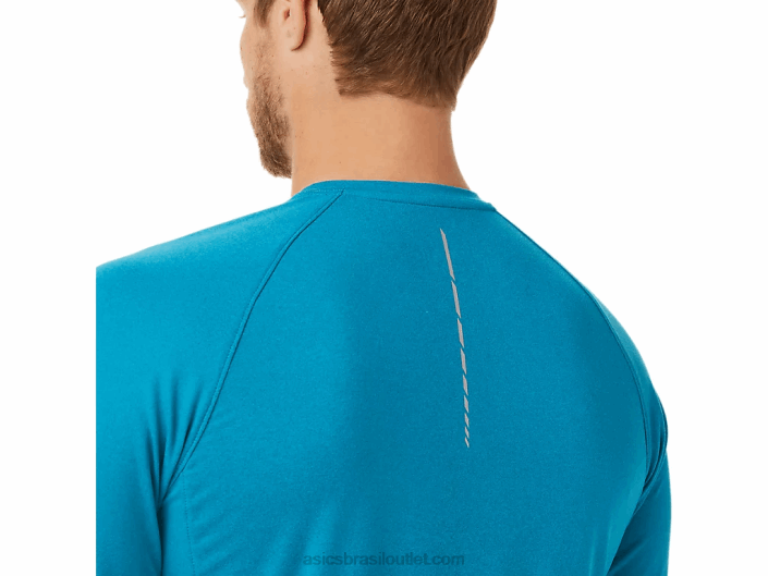 perf masculino manga longa henley 462T2026 urze azul-petróleo Asics