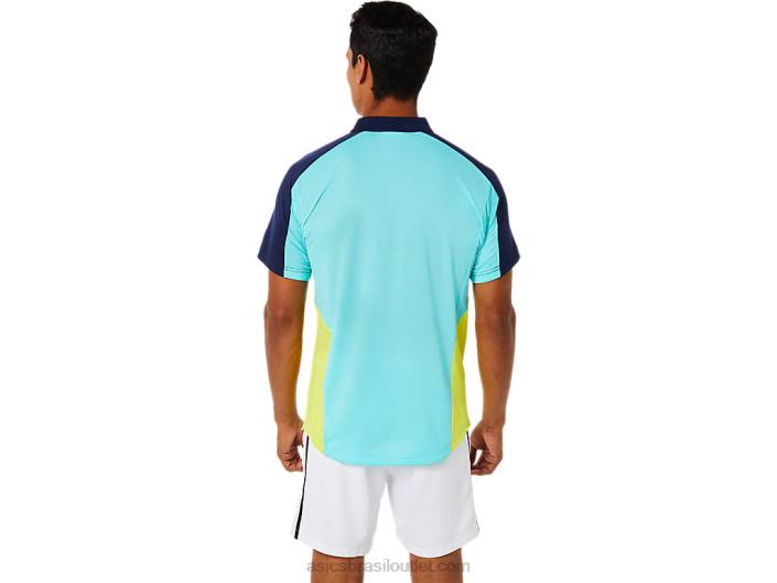 polo de jogo masculino 462T1504 branco brilhante/menta gelo Asics