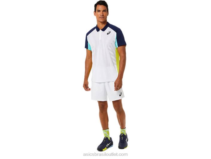 polo de jogo masculino 462T1504 branco brilhante/menta gelo Asics