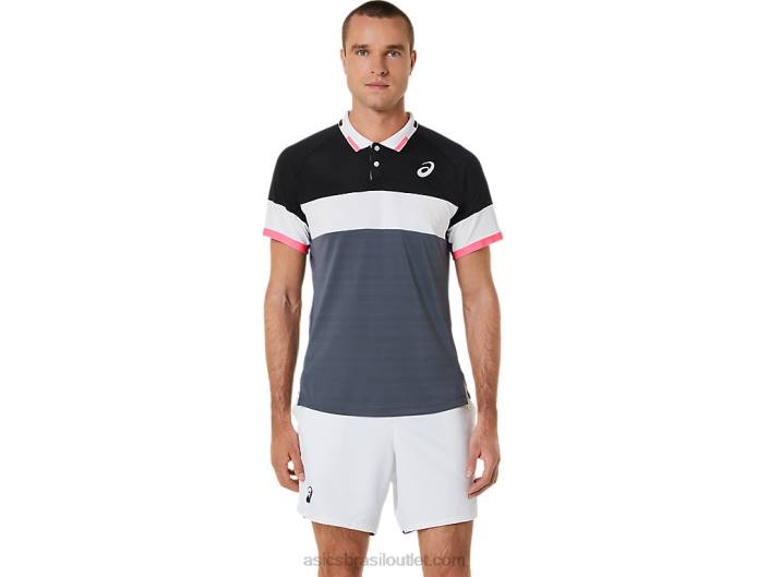 polo de jogo masculino 462T564 desempenho preto/cinza transportador Asics