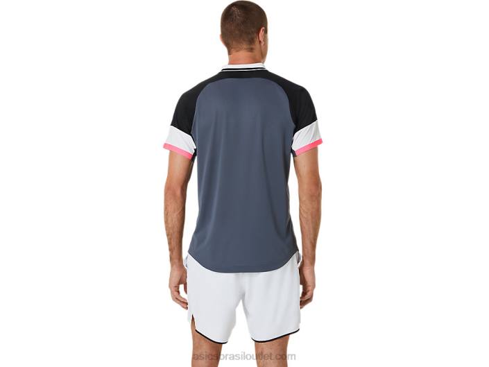 polo de jogo masculino 462T564 desempenho preto/cinza transportador Asics
