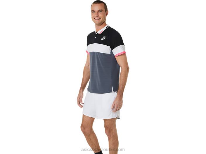 polo de jogo masculino 462T564 desempenho preto/cinza transportador Asics