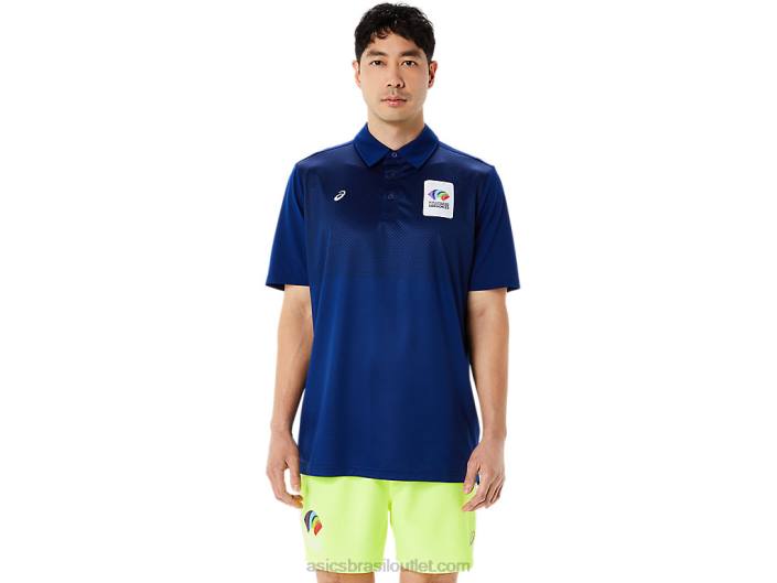 polo hexagonal gradiente masculino wc 462T1216 azul escuro (pantone 281 c) Asics