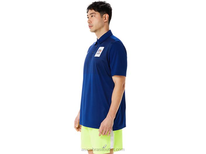polo hexagonal gradiente masculino wc 462T1216 azul escuro (pantone 281 c) Asics