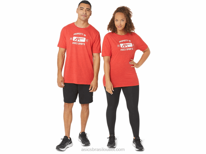 propriedade de manga curta de camiseta esportiva 462T140 urze vermelha clássica Asics