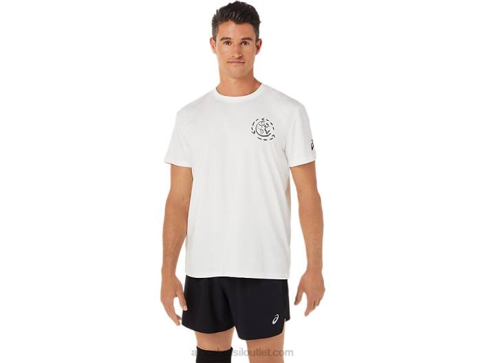 top de corrida de resíduos oceânicos masculino 462T1487 Branco natural Asics