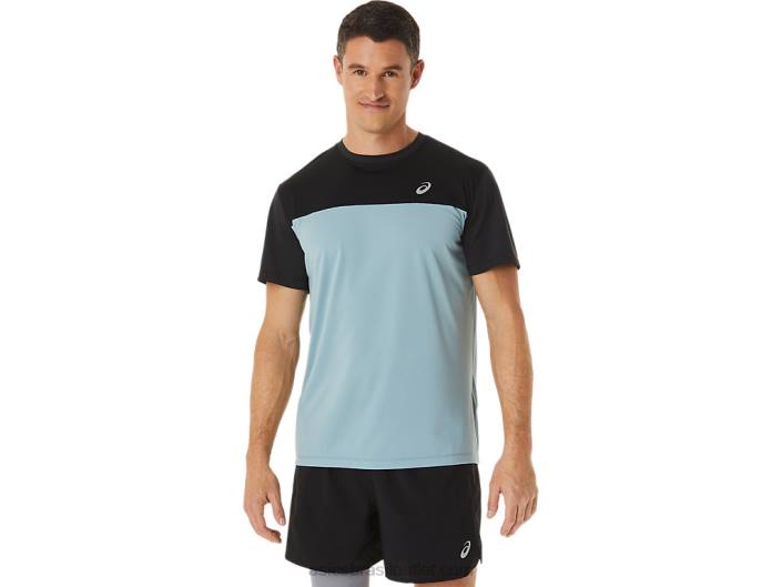 top de corrida masculino de manga curta 462T1028 desempenho preto/aço claro Asics