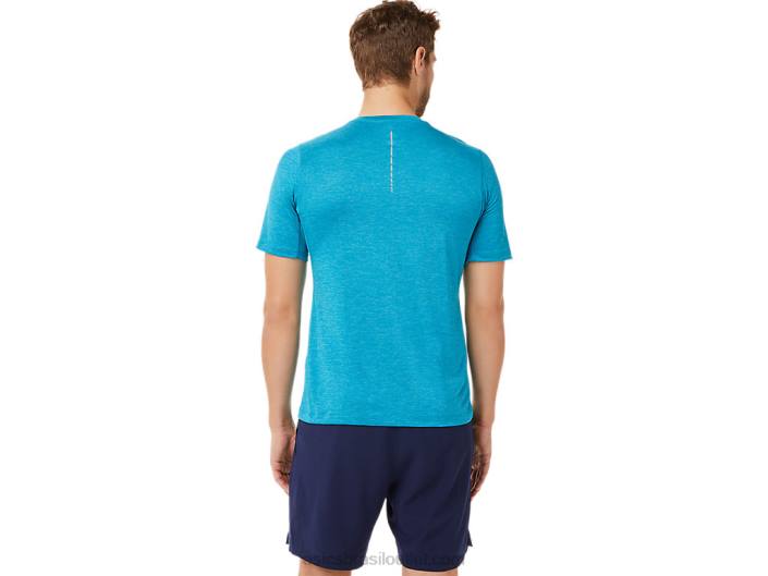 top de desempenho de manga curta masculino 462T2037 verde-azulado Asics