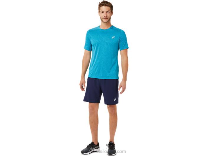 top de desempenho de manga curta masculino 462T2037 verde-azulado Asics