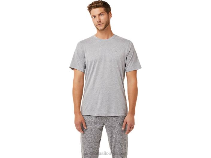 top de desempenho de manga curta masculino 462T2040 rocha de folha Asics