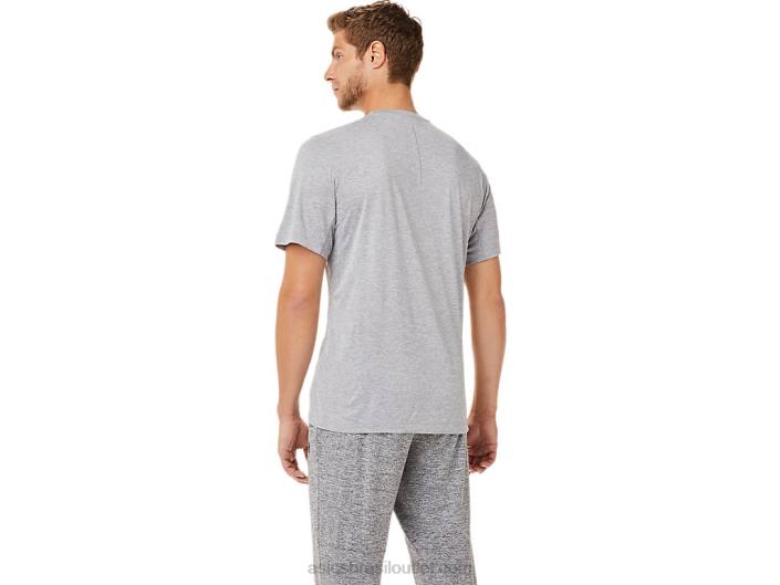 top de desempenho de manga curta masculino 462T2040 rocha de folha Asics