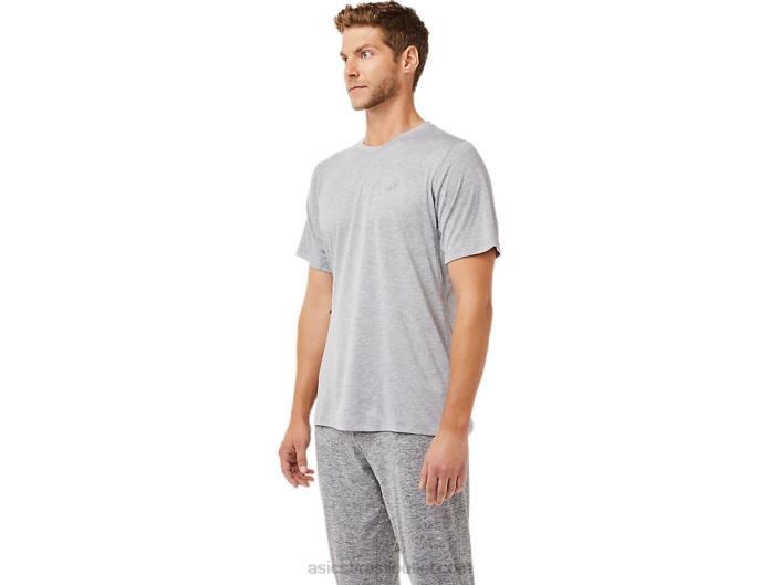 top de desempenho de manga curta masculino 462T2040 rocha de folha Asics