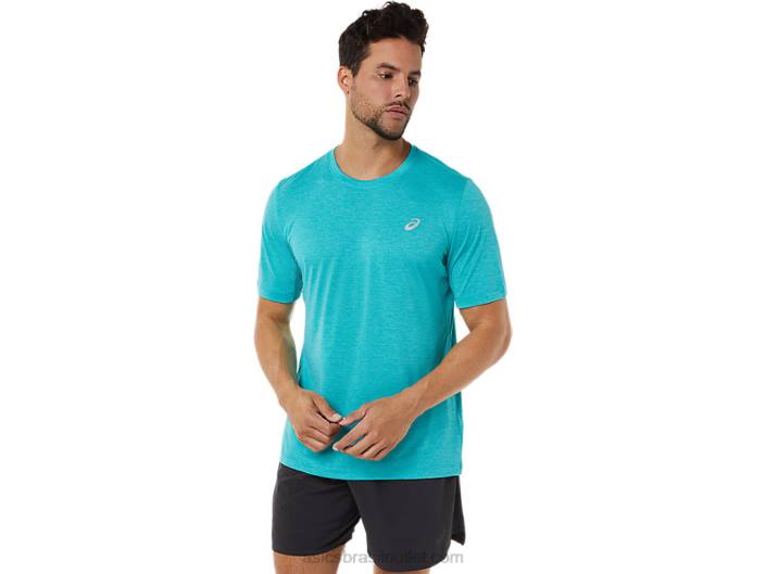 top de desempenho de manga curta masculino 462T892 techno ciano Asics