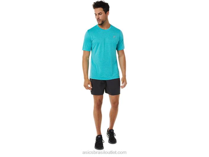 top de desempenho de manga curta masculino 462T892 techno ciano Asics
