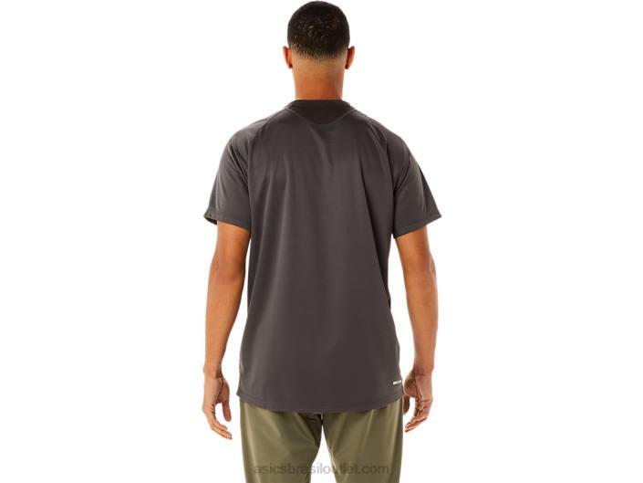top de manga curta ativo masculino 462T763 cinza obsidiana Asics