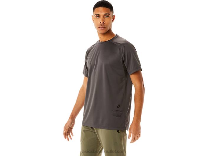 top de manga curta ativo masculino 462T763 cinza obsidiana Asics