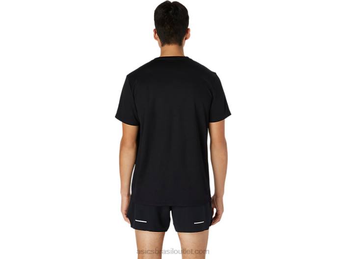 top de manga curta com estampa de logo 462T1761 desempenho preto Asics