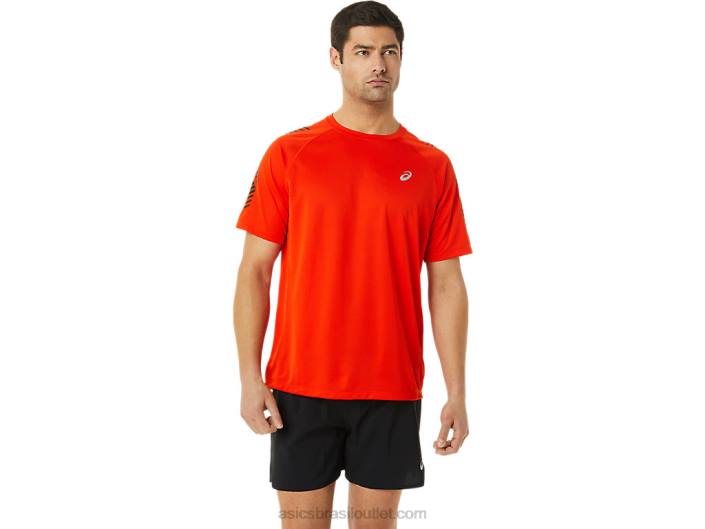 top de manga curta ícone masculino 462T1048 tomate cereja/performance preto Asics