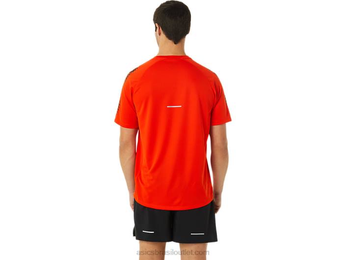top de manga curta ícone masculino 462T1048 tomate cereja/performance preto Asics