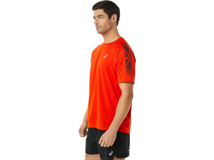 top de manga curta ícone masculino 462T1048 tomate cereja/performance preto Asics