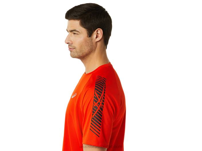 top de manga curta ícone masculino 462T1048 tomate cereja/performance preto Asics