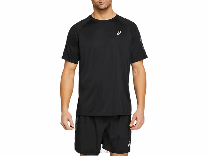 top de manga curta ícone masculino 462T1978 desempenho preto/cinza transportador Asics