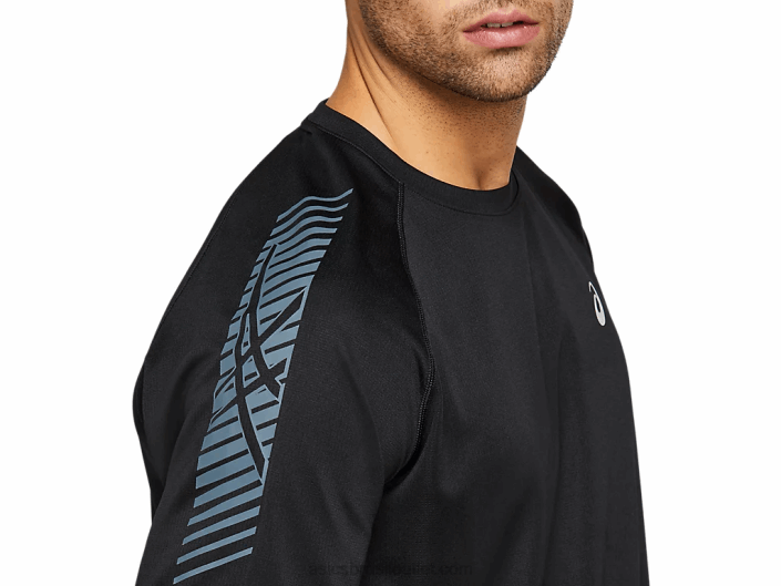 top de manga curta ícone masculino 462T1978 desempenho preto/cinza transportador Asics