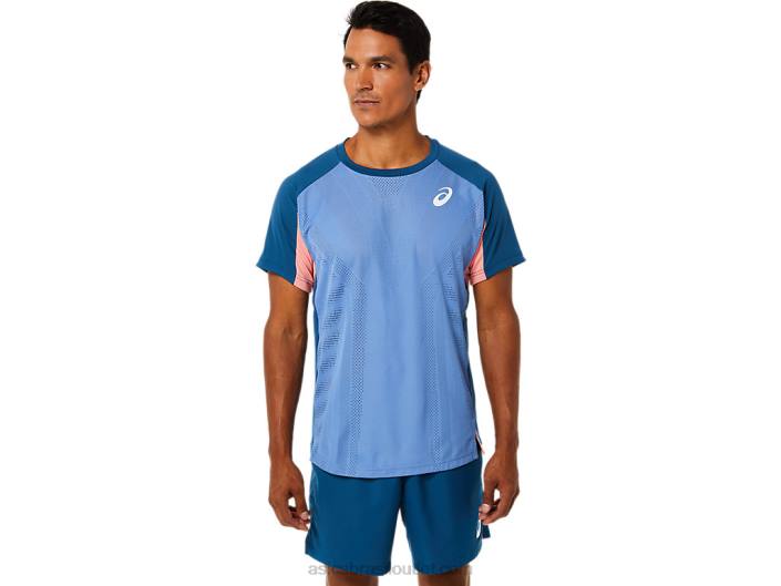 top de manga curta de jogo masculino 462T1509 índigo claro Asics