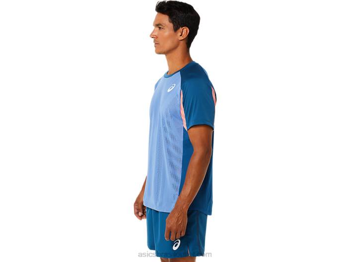 top de manga curta de jogo masculino 462T1509 índigo claro Asics