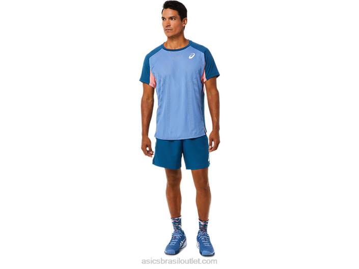 top de manga curta de jogo masculino 462T1509 índigo claro Asics