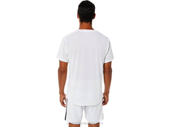 top de manga curta de jogo masculino 462T1522 branco brilhante Asics