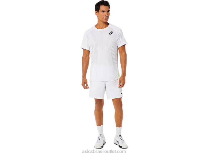 top de manga curta de jogo masculino 462T1522 branco brilhante Asics