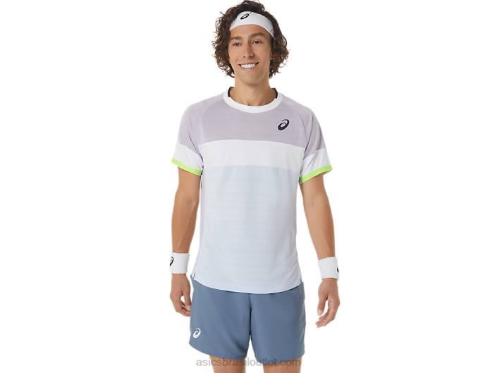 top de manga curta de jogo masculino 462T441 crepúsculo violeta/céu suave Asics