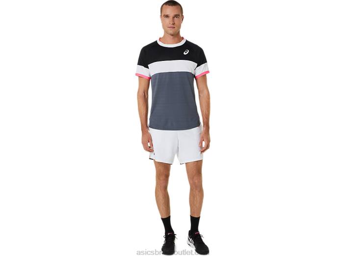 top de manga curta de jogo masculino 462T454 desempenho preto/cinza transportador Asics