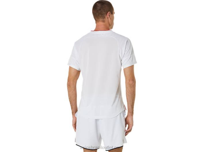 top de manga curta de jogo masculino 462T499 branco brilhante Asics