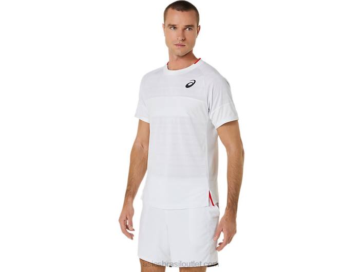 top de manga curta de jogo masculino 462T499 branco brilhante Asics