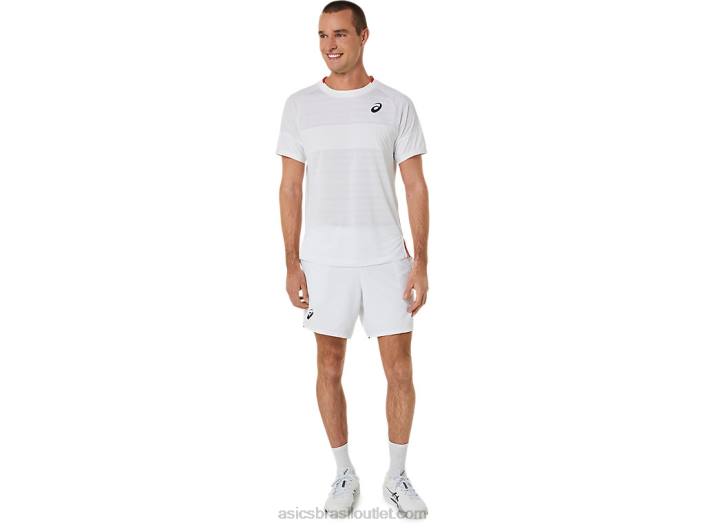 top de manga curta de jogo masculino 462T499 branco brilhante Asics