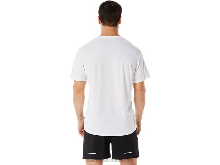 top de manga curta ekiden masculino 462T1101 costa branca/azul brilhante Asics