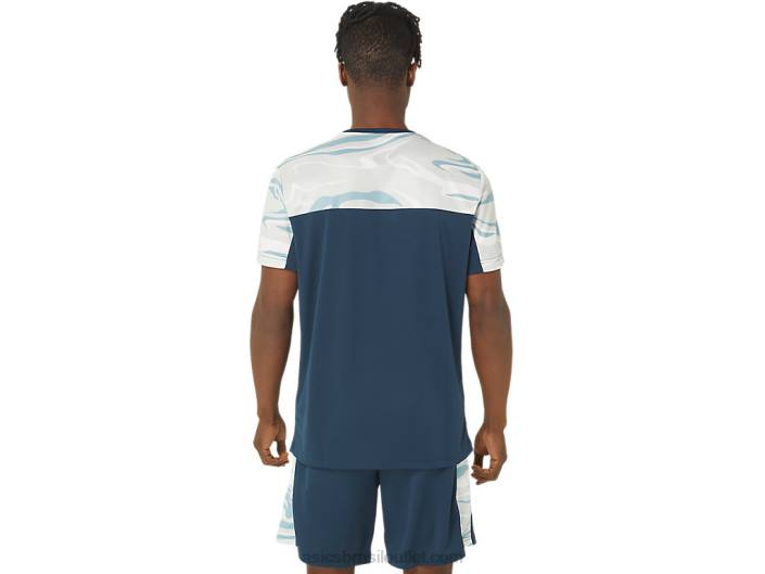 top de manga curta em bloco 462T66 azul francês/sombra polar Asics