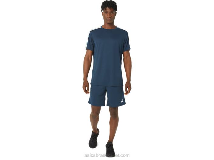 top de manga curta em bloco 462T66 azul francês/sombra polar Asics