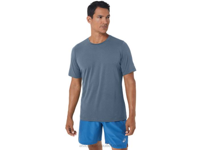 top de manga curta hthr tech para homem 462T160 urze azul aço Asics