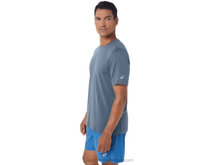 top de manga curta hthr tech para homem 462T160 urze azul aço Asics