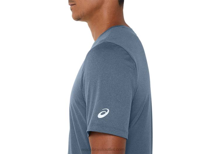 top de manga curta hthr tech para homem 462T160 urze azul aço Asics